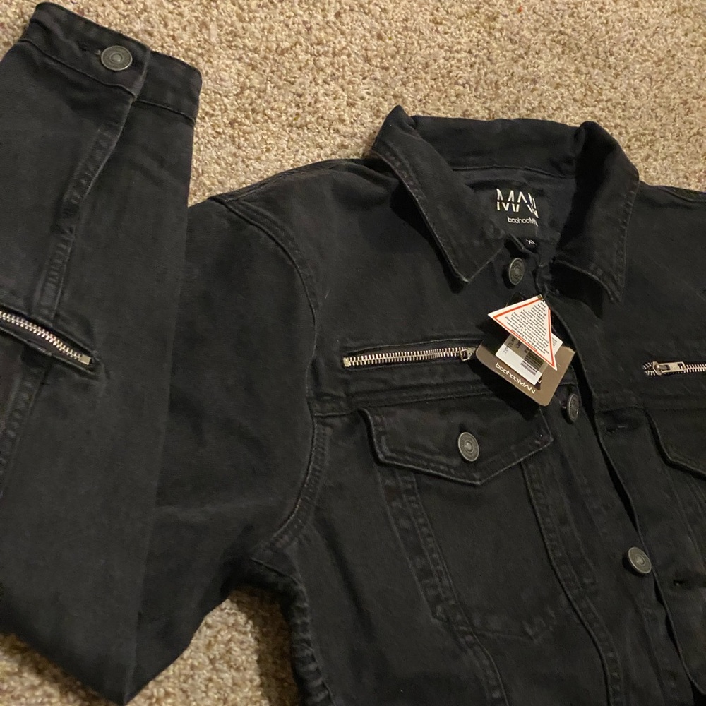 Tall Regular Fit Biker Zip Denim Jacket